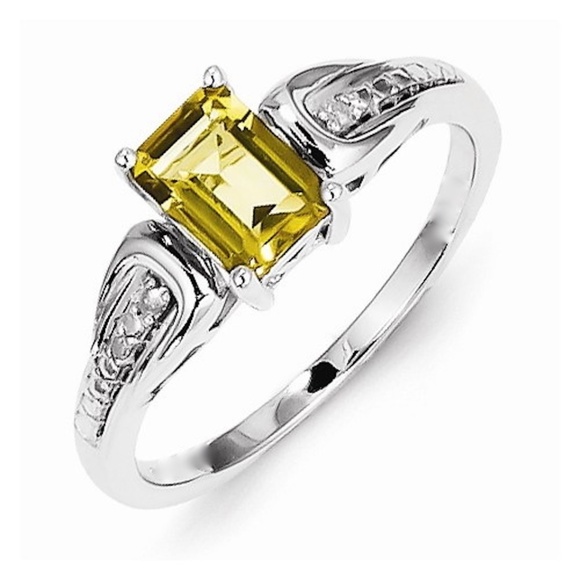 Genuine Diamond Whiskey Quartz Ring - Picture 4 of 5